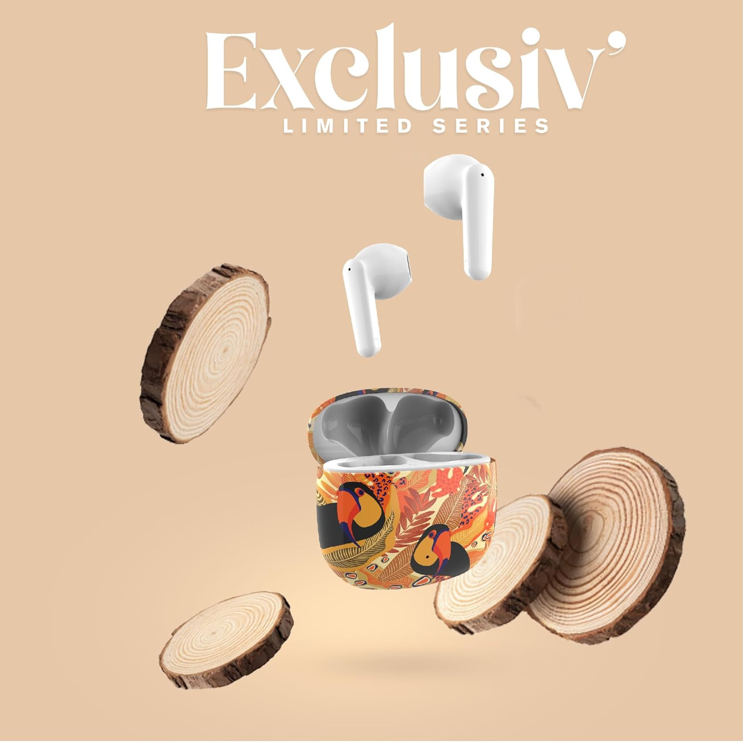 T'Nb Wireless Headphones Exclusive Collection 15 Hours Running Time Fashion Design Touch Control Volume Control Yellow Orange image number 4