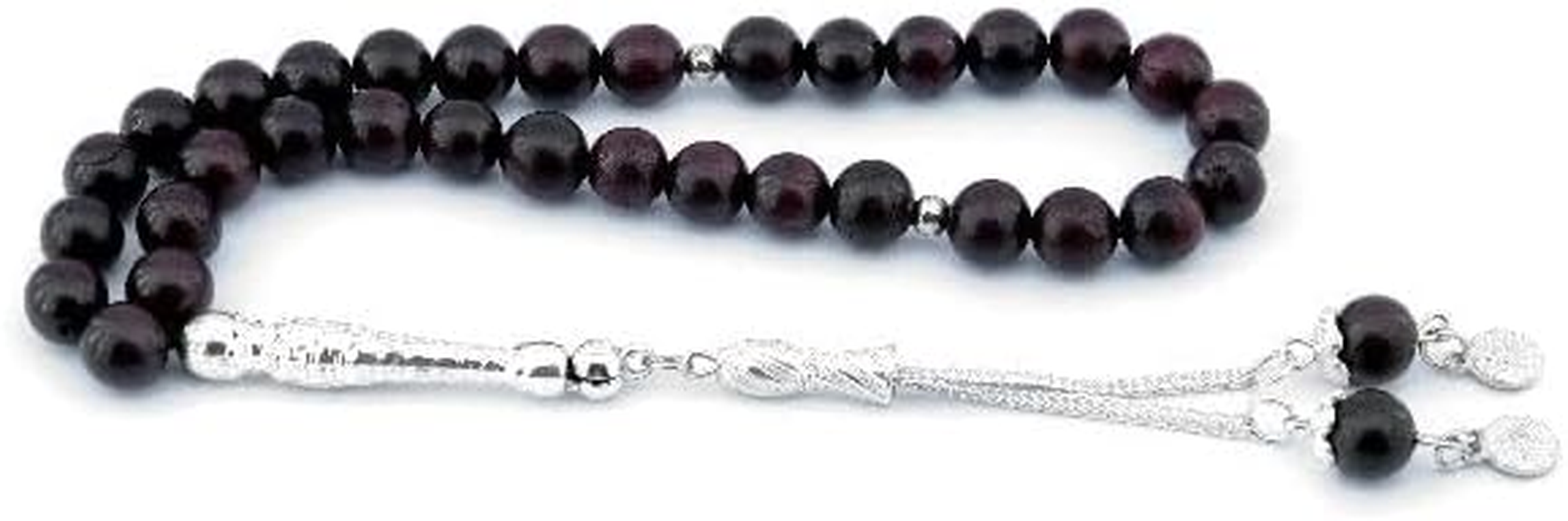 Natural Bloodwood Prayer Beads &ndash; Handcrafted Dragon Blood Tree Misbaha with Tassel &ndash; Islamic Worship Rosary for Men & Women &ndash; Non-Elastic Thread image number 1