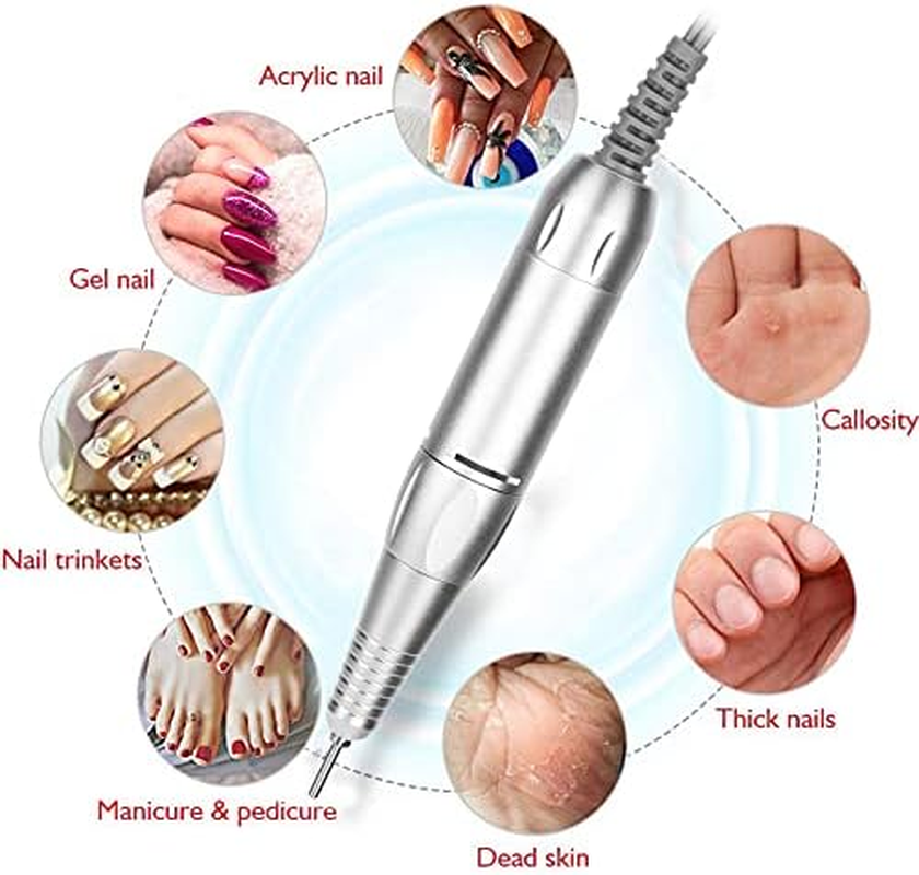 Nail Drill Machine 0‑35000Rpm, Ergonomic Sturdy Durable Electric File Efile for Acrylic Nails Gel Polishing, Nail Drill Handle for Salon and Home Use