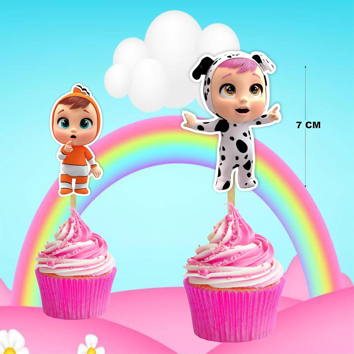 Cry Babes Cupcake Toppers &ndash; Cute Baby Doll-Inspired Party Decorations for Girls Birthday, Baby Shower, Toy-Themed Celebration or Kids Party Favors image number 4