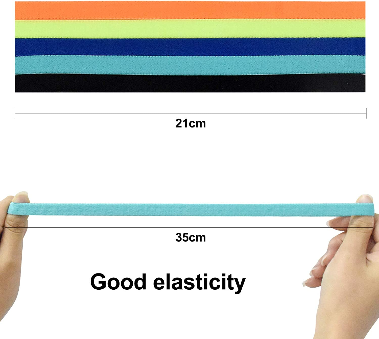 Avodova 5 Pcs Sports Headband Kids, Elastic Non-Slip Sports Hairbands for Boys & Girls, Unisex Fitness Headband image number 3