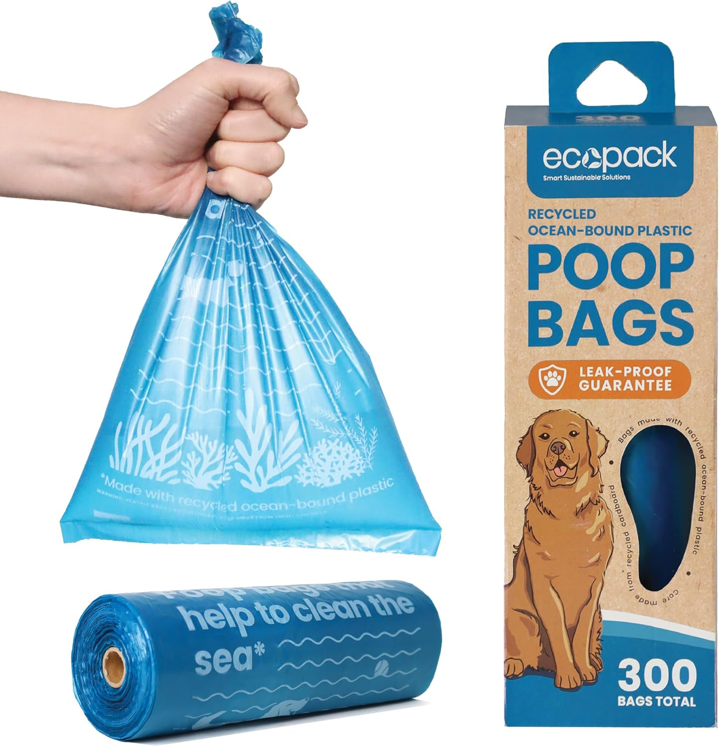 Ecopack Dog Poop Bags &ndash; 300 Extra Thick, Leak-Proof Pet Waste Bags | Unscented Recycled Plastic | Easy-Dispense Box | Eco-Friendly Poo Bags for Dogs & Cats image number 2