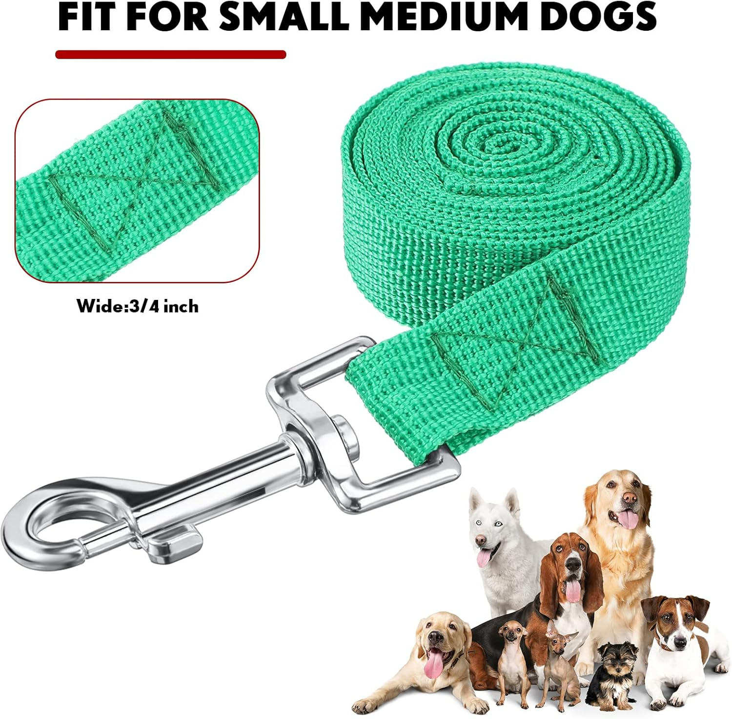 12 Pcs Nylon Dog Leash Bulk 5Ft Dog Training Leash 12 Colors Puppy Line Traction Rope for Small Medium Puppy Training, Play, Camping, or Backyard(Bright Colors) image number 4