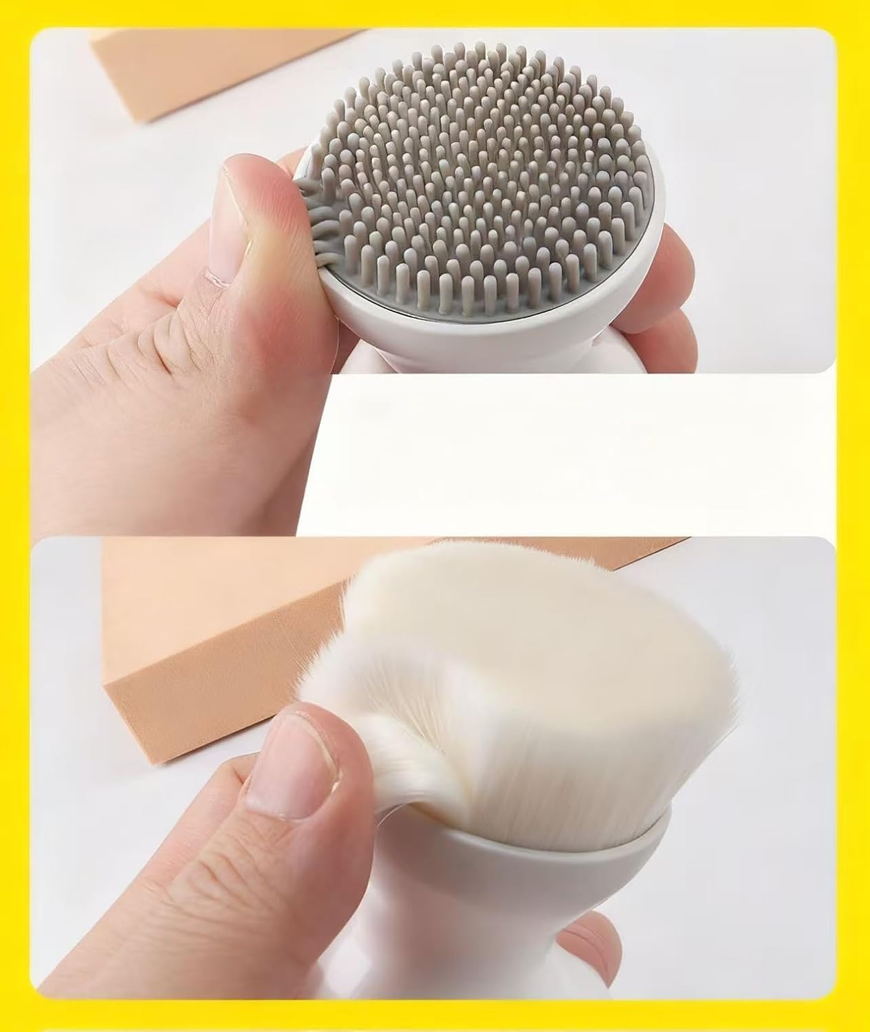 Double-Ended Silicone Face Scrubber Facial Cleansing Brush Face Brushes Exfoliator Scrubber Foundation Brush for Wowen&Men-Pink - Black image number 6