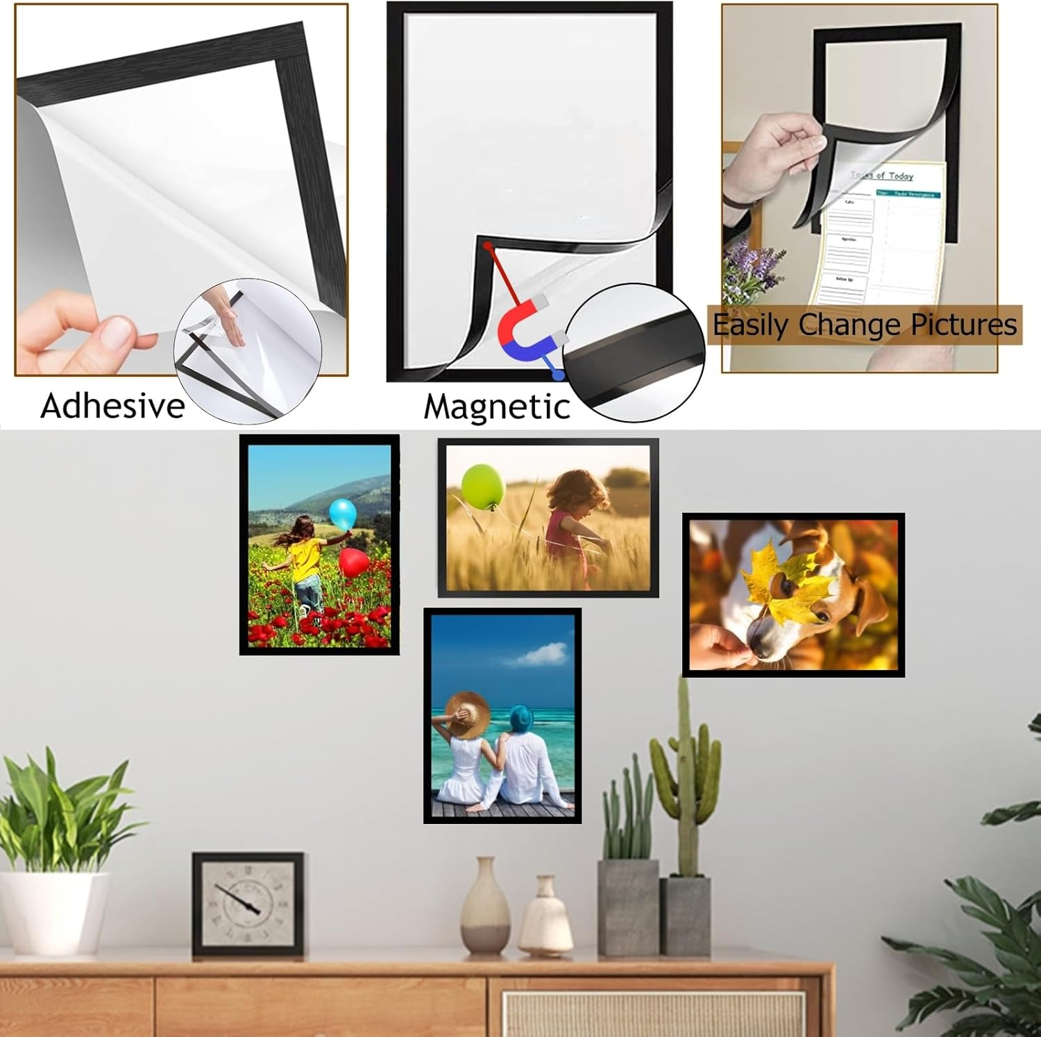 CHDEXU Magnetic Sign Holder A4, 10 Pack Self Adhesive Magnetic Picture Frame, Magnetic Photo Frames for Wall Window Sign Holder, Display Frames for Home Office School