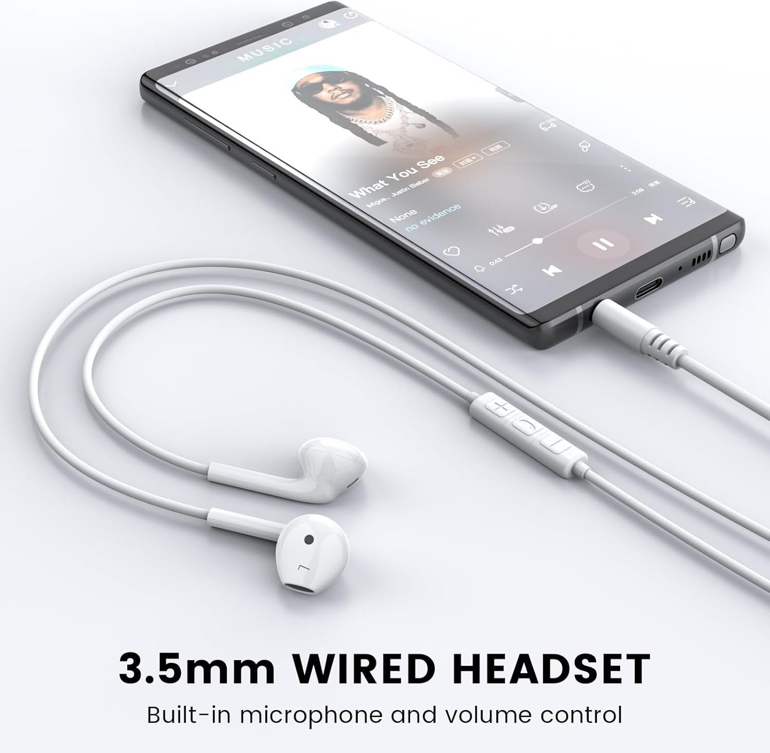 MOSWAG Wired in Ear Headphones, Earphones with Microphone, 3.5Mm Jack Earphones for Smartphones, Computers, Laptops, MP3 Players