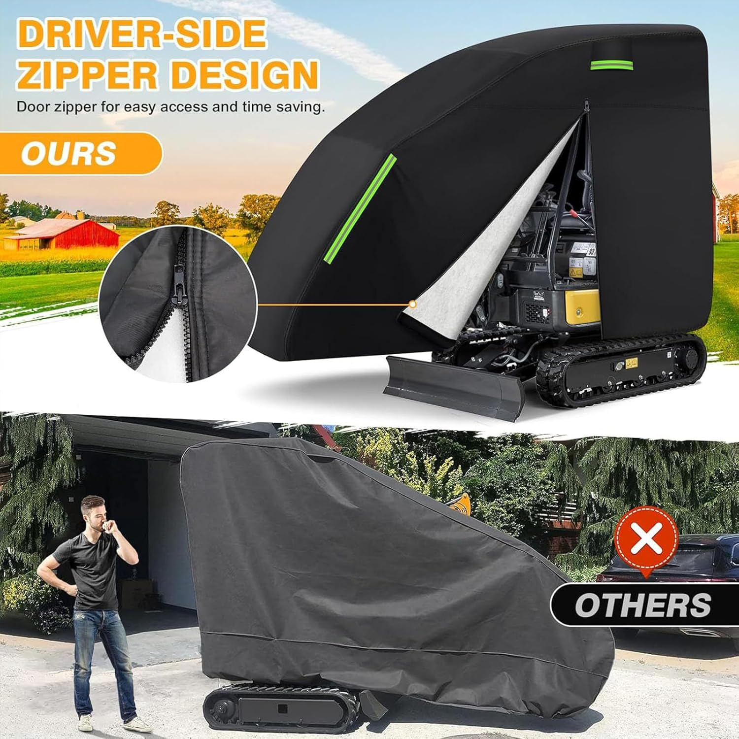 Mini Excavator Cover 420D Oxford Fabric Water Proof Excavator Protective Cover Ventilation Wind Resist Excavator Accessories image number 2