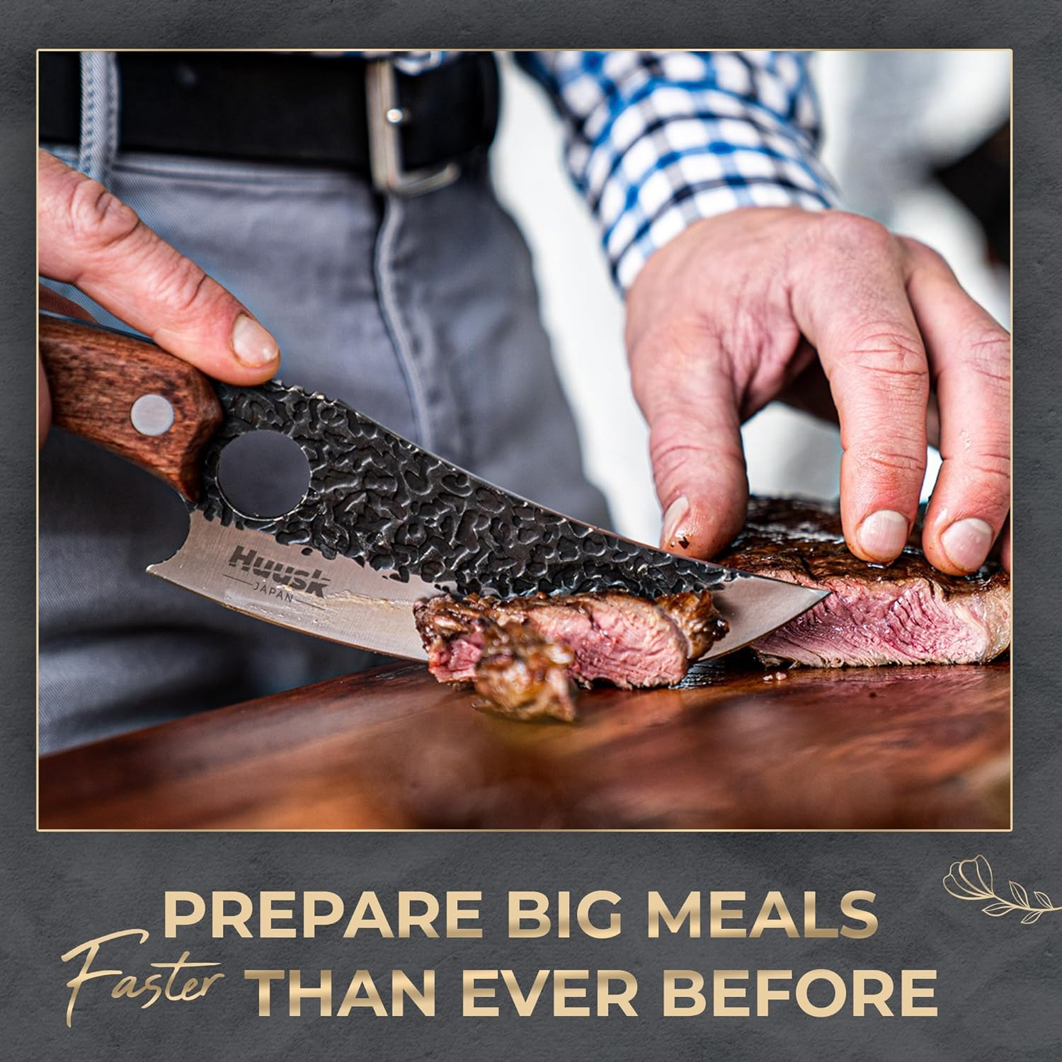 Huusk Chef Knife 11 Inch, Kitchen Knives for Cutting, Chopping, Boning Knife, Meat Knife. Japanese Kitchen Knife Designed for Balance and Control, Blending Modern Style with Traditional Appeal image number 3