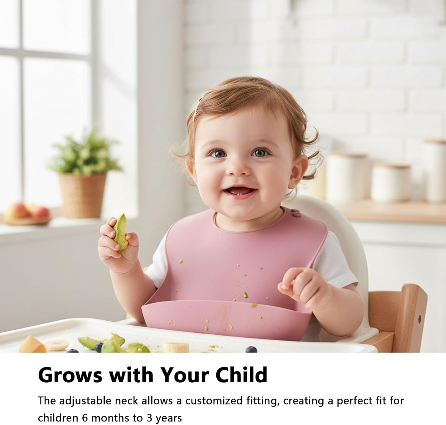 Adjustable Silicone Baby Bib with Food Catcher, Waterproof and Comfortable, Perfect for Girls and Boys, 6 to 36 Months &ndash; Ruibex image number 2