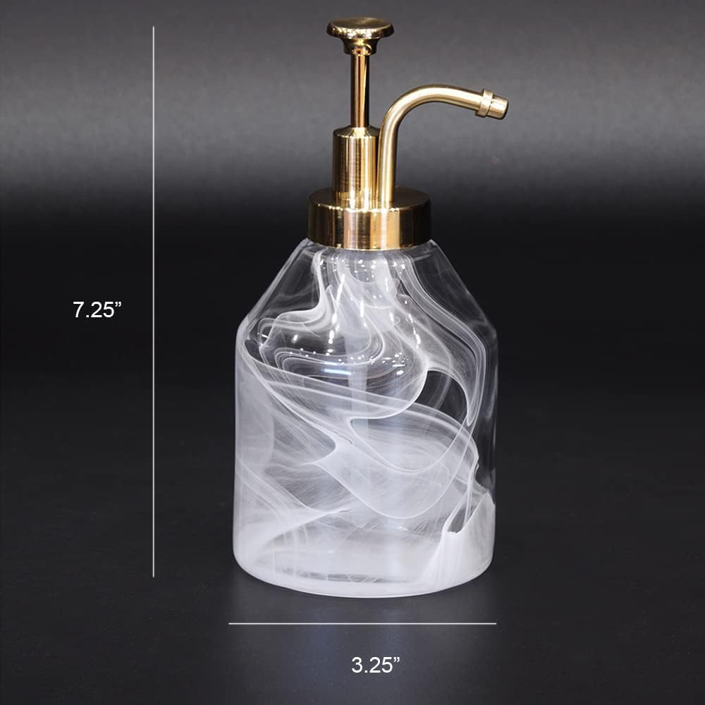 Glass Soap Dispenser Set, Hand Soap Dispenser and Dish Soap Dispenser, Soap Dispenser with Gold Soap Pump,Decorative Soap Dispenser for Bathroom & Kitchen Rustic Home Decor (Moire) image number 4