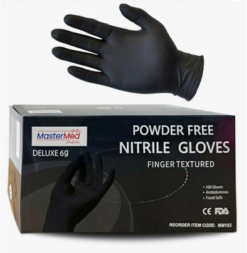 Mastermed Deluxe Nitrile Gloves 6.0G, Powder-Free, Latex-Free, Natural Rubber, Disposable, Food Safe, Cleaning, Examination, Tattoos, Industrial, General Use