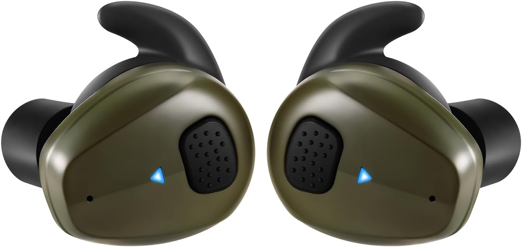 YHKEMA Electronic Bluetooth Sound Suppression Ear Hearing Protection, NRR 28Db Wireless Earplug with Rechargeable Case, In-Ear Gun Sound Amplification Earbud for Shooting, Hunting and Range (Green)