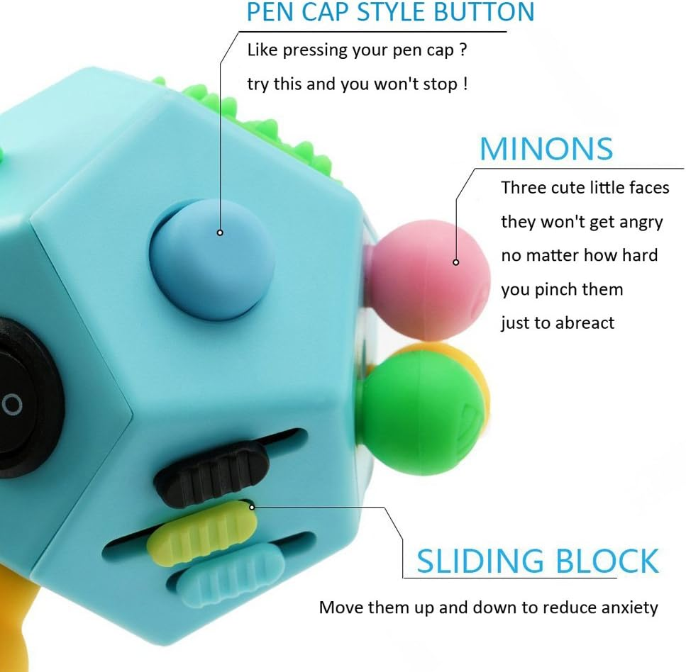 Fidget Toy 12 Sides Hand Dodecahedron Toys, Every Day Carry Fidgets Devices Relieves Stress and Anxiety Antidepression - for Children and Adult, Blue image number 5