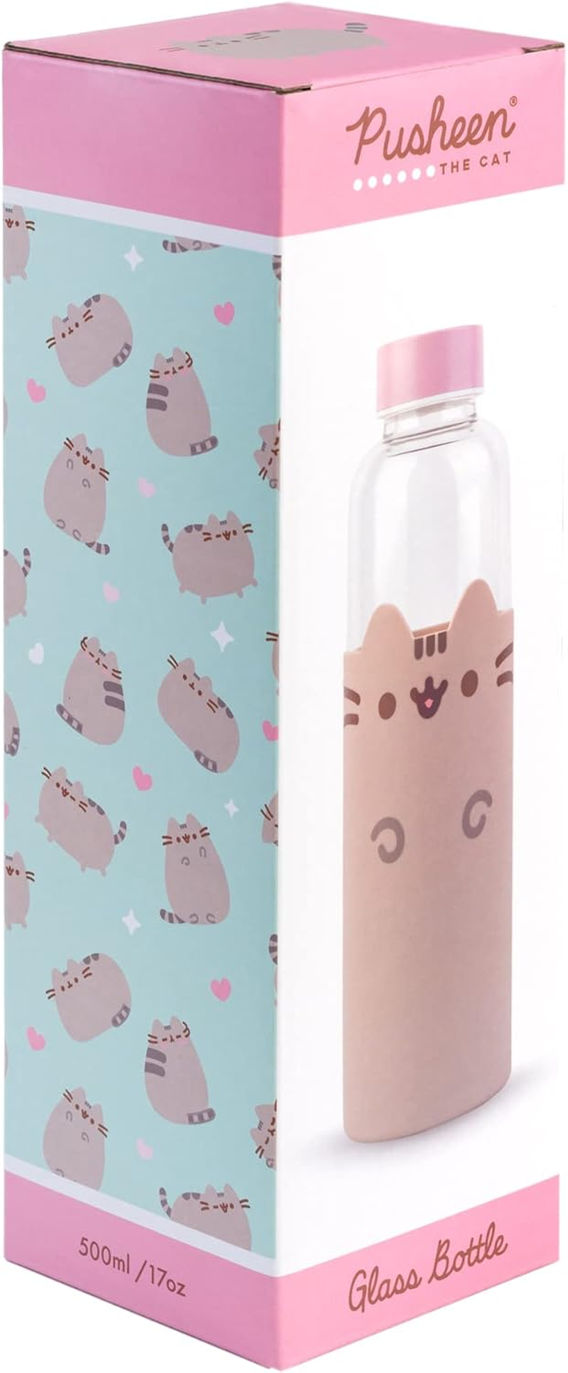 Grupo Erik Glass Water Bottle - Pusheen Merchandise - 17Oz / 500Ml Water Bottle Hot and Cold, Glass Bottle, Travel Bottles, Gym Bottle - Pusheen Gifts for Cat Lovers image number 5