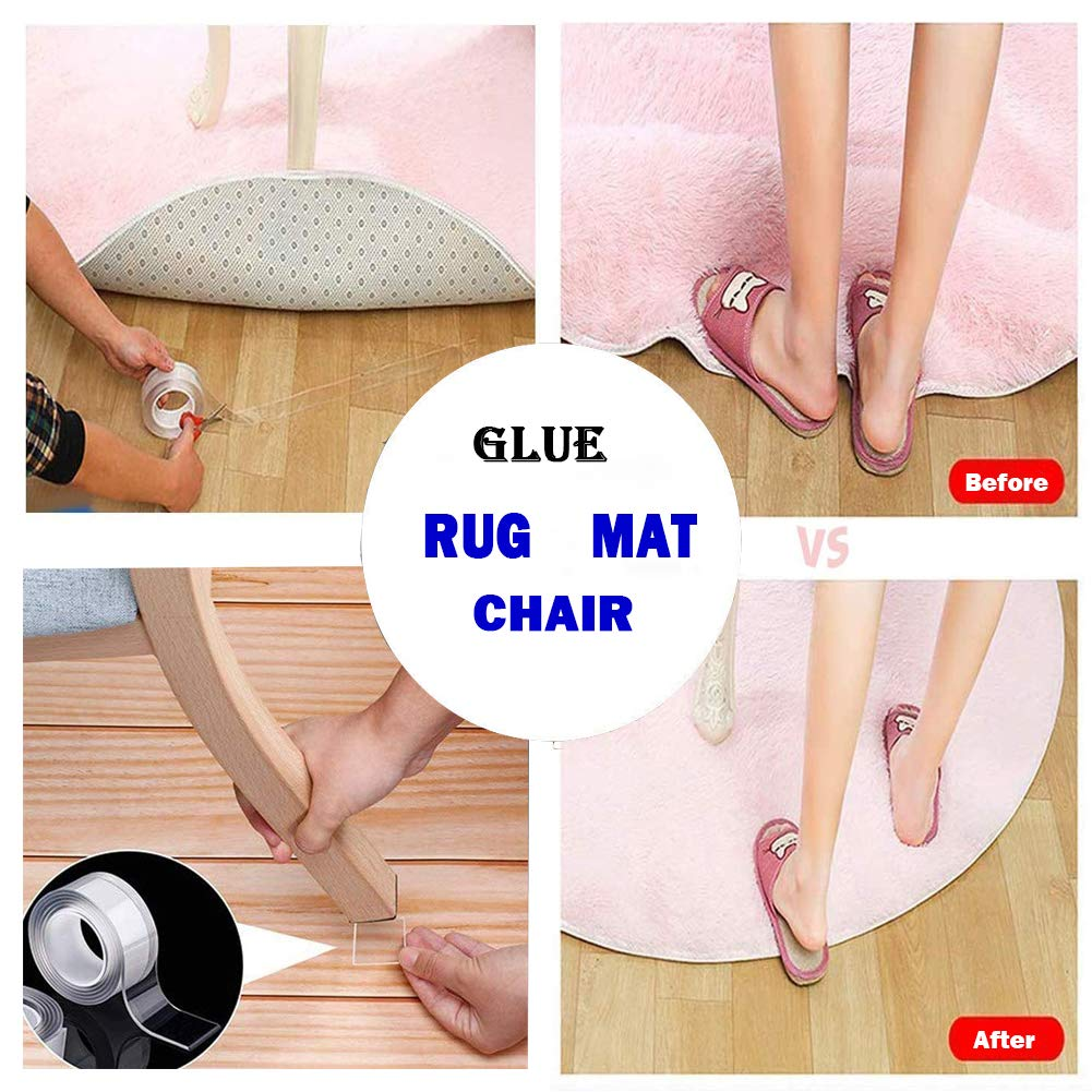 Nano Tape Double Sided Sticky Tape Multifuctional Double-Sided Clear Adhesive Invisible Anti-Slip Removable & Reusable Multipurpose Nano Grip Tape for Home Wall Room Office and Kitchen(2Meter,Transparent) image number 6