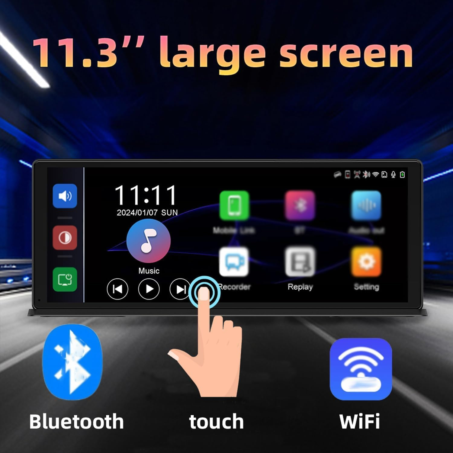 APEXORIGIN 4K Carplay Screen for Car, Front and Rear Dual Dash Cam, 10.26" HD Wireless Car Tablet,1080P Backup Camera, GPS Navigation/Voice Control Recorder, Screen Projection (Black) image number 5