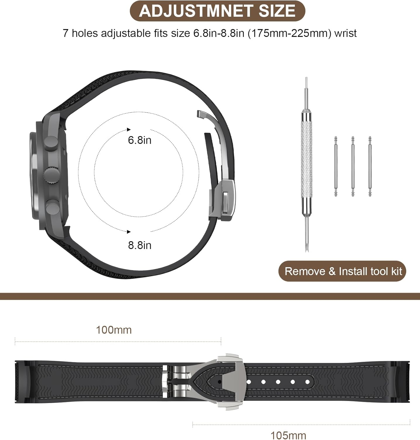 REBANDACE Strap for Omega X Swatch Moonswatch Watch 20Mm,Folding Buckle Strap Compatible Omega Swatch Moonswatch Speedmaster,Curved No Gap Replacement Strap Fo Swatch Omega Men Women - Black image number 6