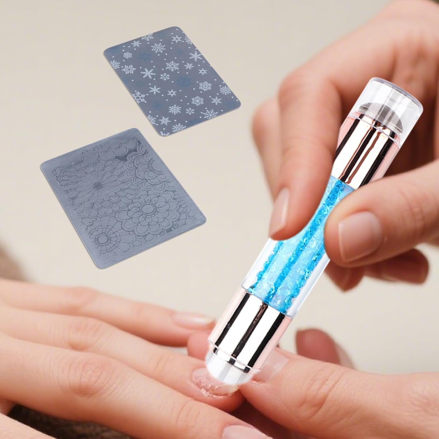 Mivpzisk Nail Stamper Tool - Art Stamping Pens | Rhinestone Embellished Double Ended Stamping Pens for Women Nail Salon Manicure image number 2