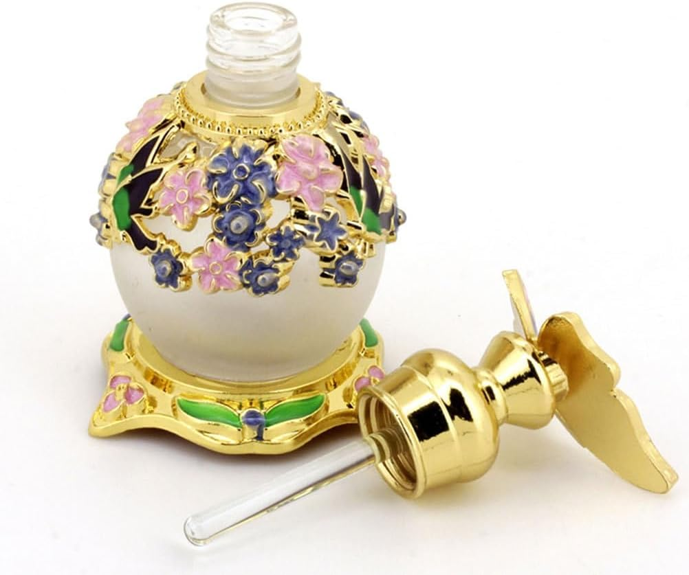 Healifty 15Ml Glass Perfume Bottle, Vintage Decorative Perfume Bottle, Refillable Perfume Bottle Dropper Bottle for Woman, Women Girl Gift image number 3