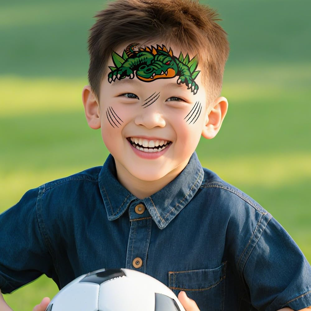 Shalve Animal Temporary Face Tattoos 15 Sheets Pack Partywind Glitter Waterproof Face Stickers for Face Painting Makeup Birthday Party Favors Supplies Goodie Bag Stuffers Cow Tiger Snake Rabbit Pig Shark image number 6