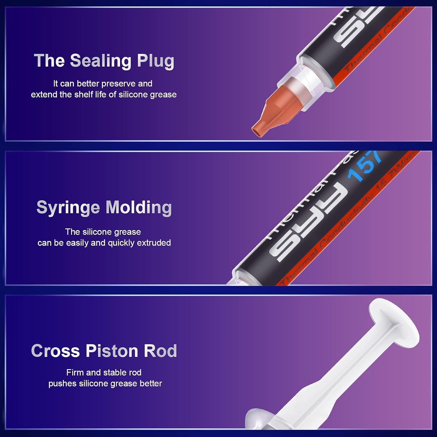 SYY Thermal Paste, 2G New Upgrade Easy to Apply CPU Thermal Compound Paste Heatsink for Ic/Processor/Cpu/All Coolers, Carbon Based High Performance image number 4