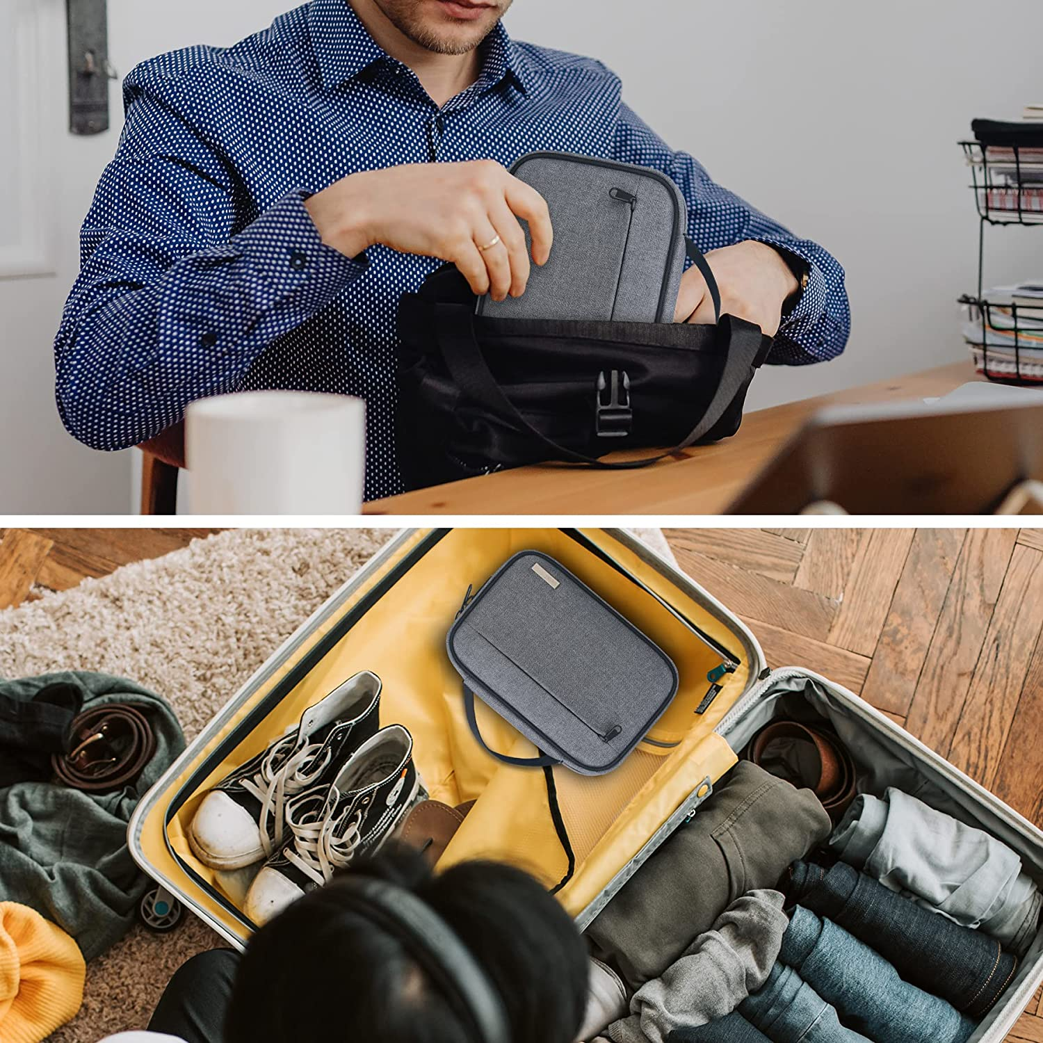 Lacdo Cord Organizer Travel, Cable Organizer Bag Case, Portable Electronics Organizer Travel Case, 6 Layer Large Capacity Charging Cords Storage Organizer for Cables, SD Card, Travel Essentials, Gray image number 1