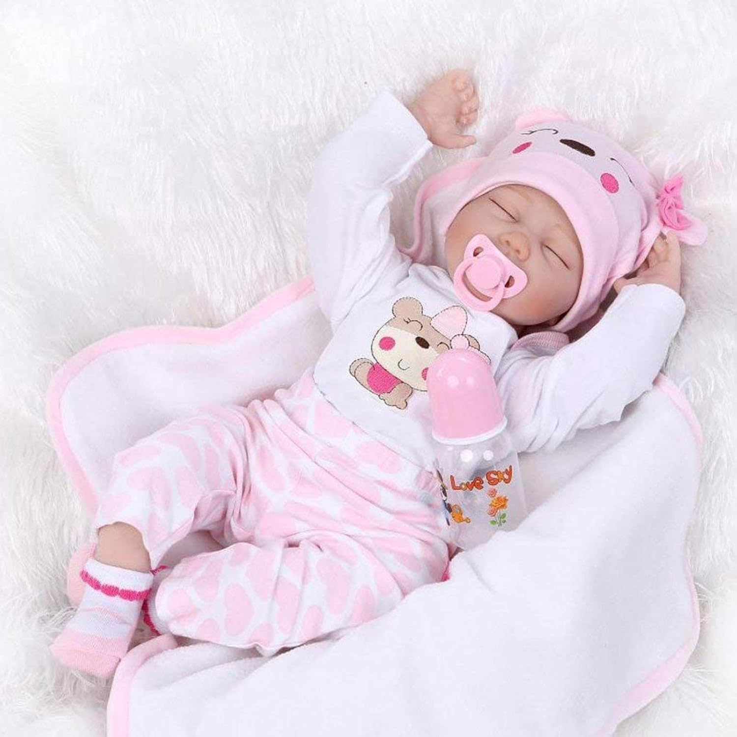 RUNGQIANY 22 Inches 55 Cm Realistic Reborn Doll Full Body Silicone Girl 22Inch Lifelike Baby Doll Silicone Vinyl Toy Birthday Gift Reborn Toddler Dolls Newborn Reborn Babies Toys Xmas Gift (22 Inch)