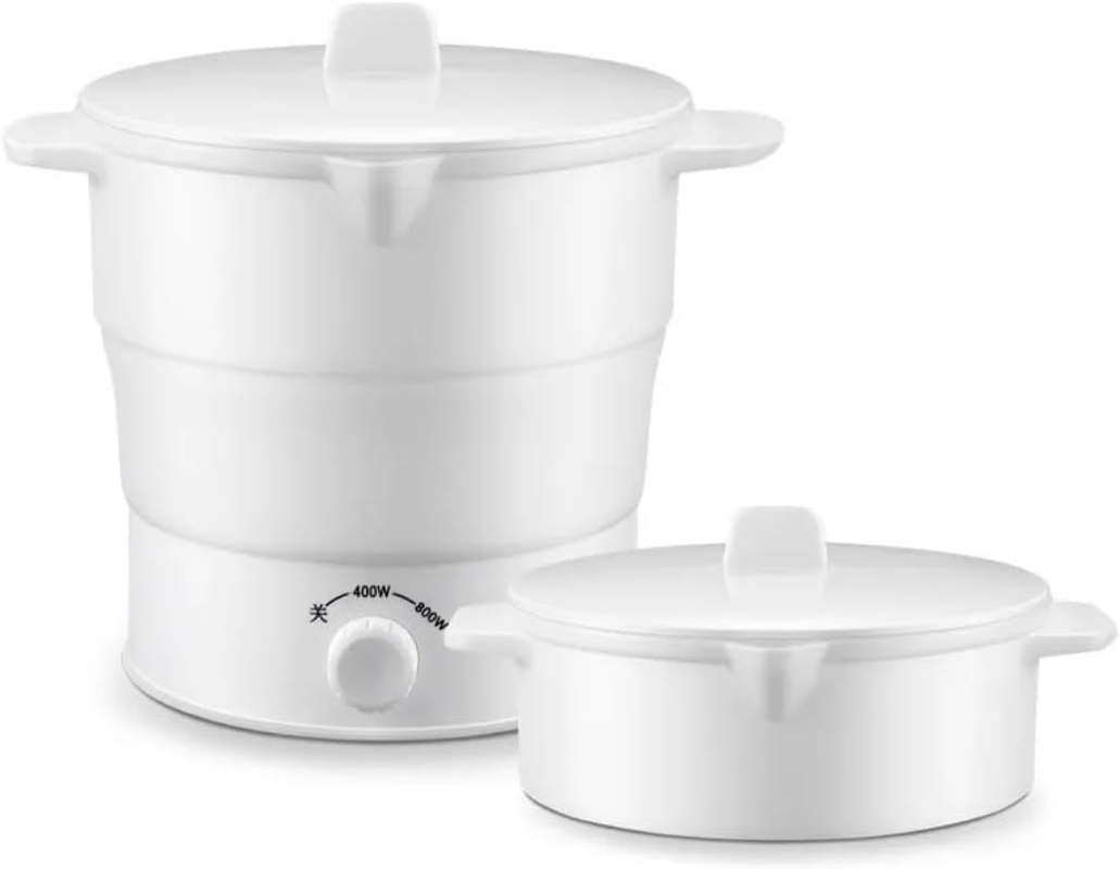 1.2L Folding Electric Cooker Food Grade Silicone Cooker Ware Foldable Electric Hot Pot Cooker, Collapsible Household Steamed Eggs Pan Soup Pots Portable Travel Global Use 220V image number 1