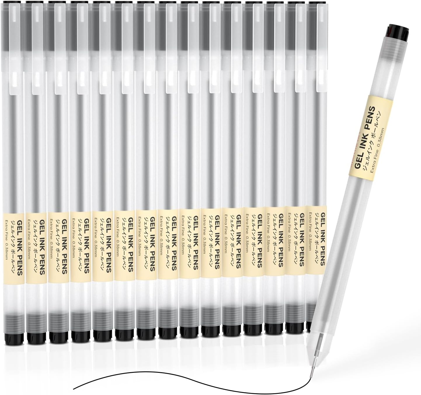 Gel Ink Ball Point Pens, Shuttle Art 15 Pack Japanese Style Black Gel Ink Pen Set, 0.38Mm for Home, School and Office