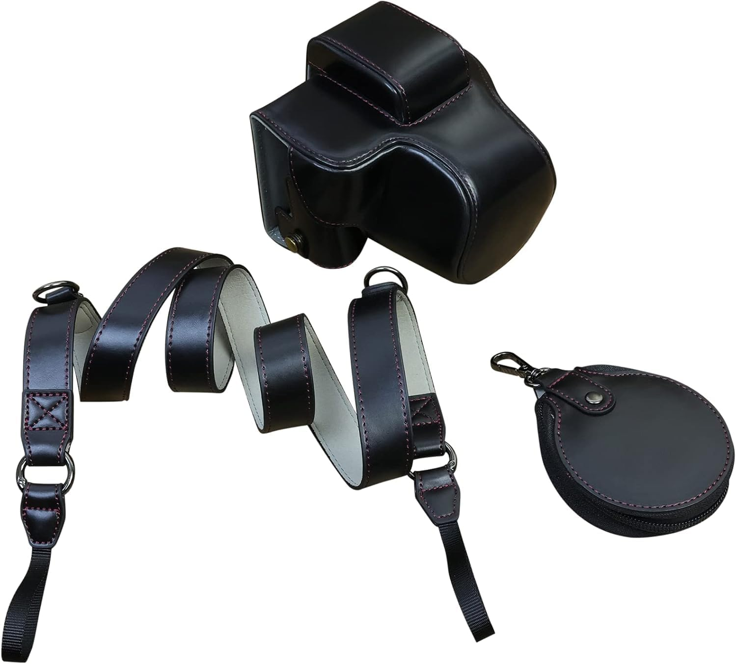 EOS R50 Case, Retro PU Leather Protective Case for  EOS R50 DSLR Camera - EOS R50 Camera Case Bag Cover with Bottom Opening & Shoulder Strap & Storage Pocket (Black) image number 6