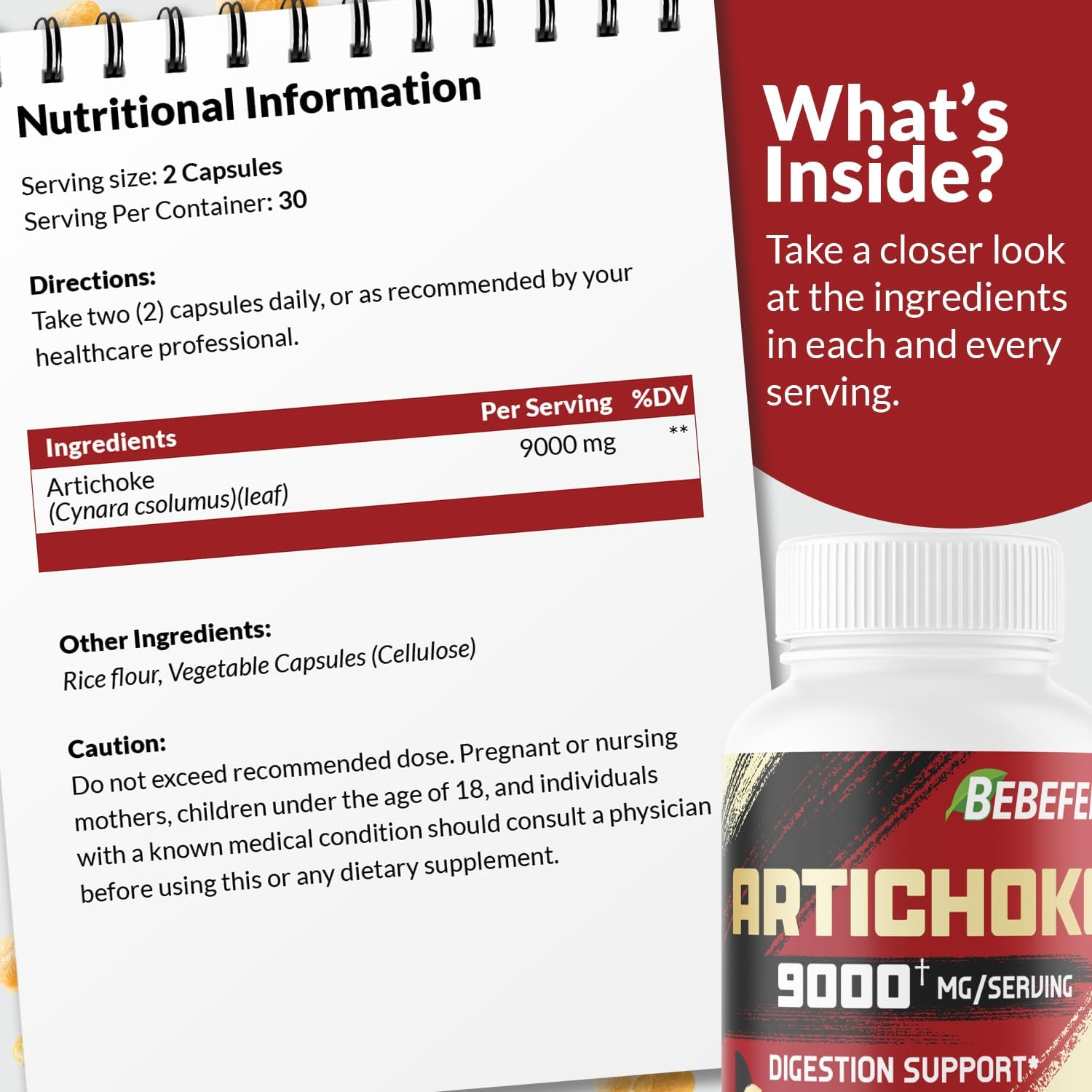 Artichoke Extract Capsules 9000Mg - Dietary Supplement for Digestive System & Body Balance - Vegetarian, Non-Gmo - Artichoke Juice Supplement image number 2