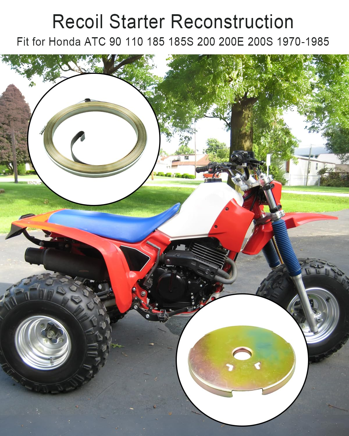 Recoil Pull Start Starter Rebuild Assembly Fit for Honda ATC 90 110 185 185S 200 200E 200S 1970-1985 Replace 28403-918-000 28401-918-000, Recoil Pull Start Spring Starter Kit image number 3
