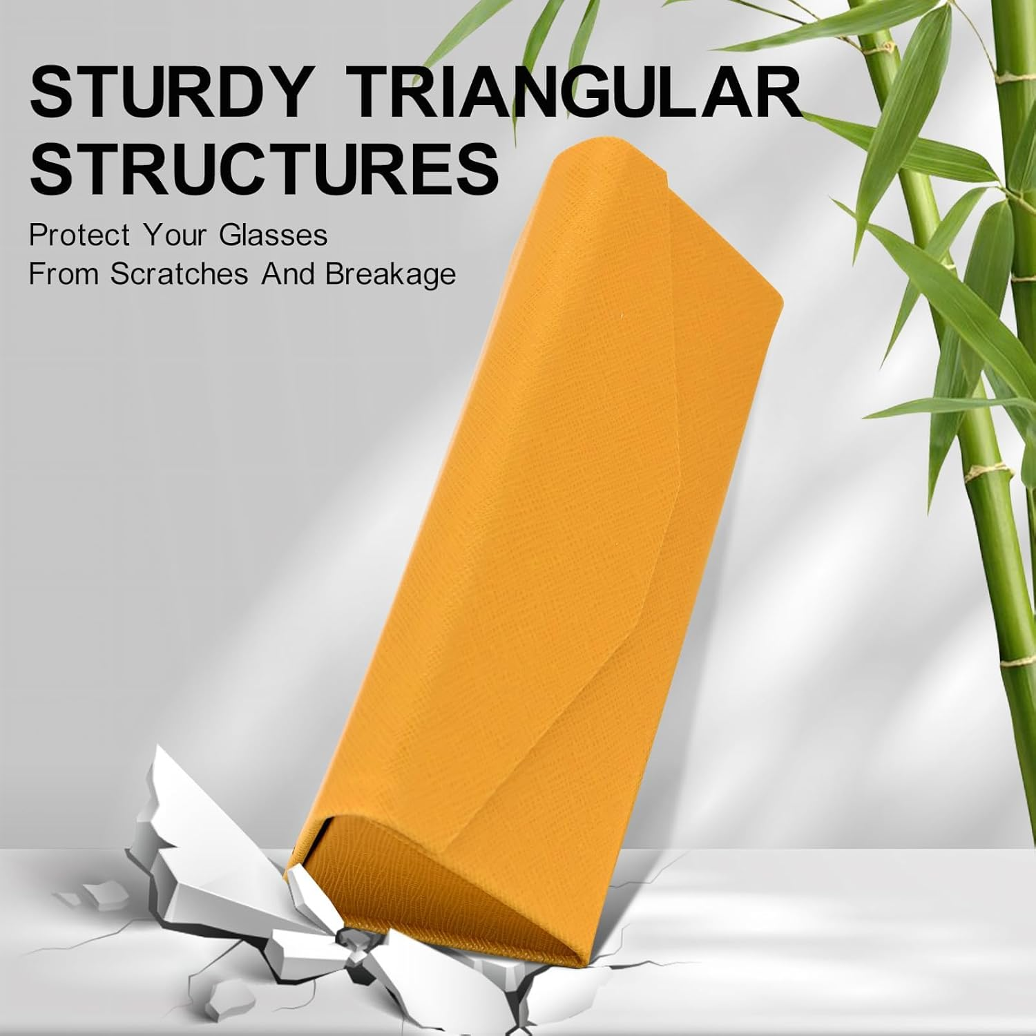 YOKONICO Foldable Eyeglass Case, PU Leather Glasses Case Portable Lightweight Sunglasses Storage Triangular Fold Holder