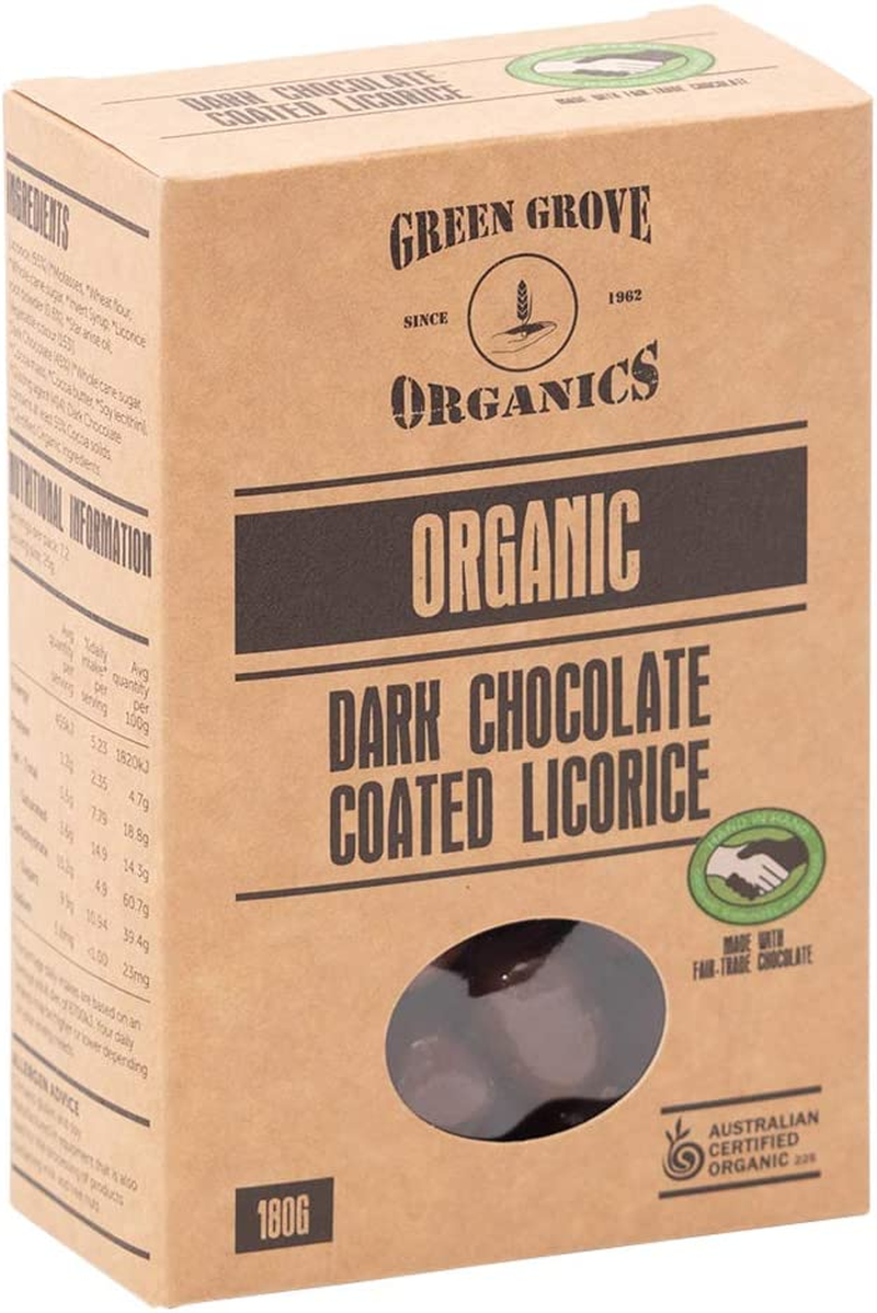 Green Grove Organic Green Grove Organic Dark Chocolate Coated Licorice, 180 G image number 2