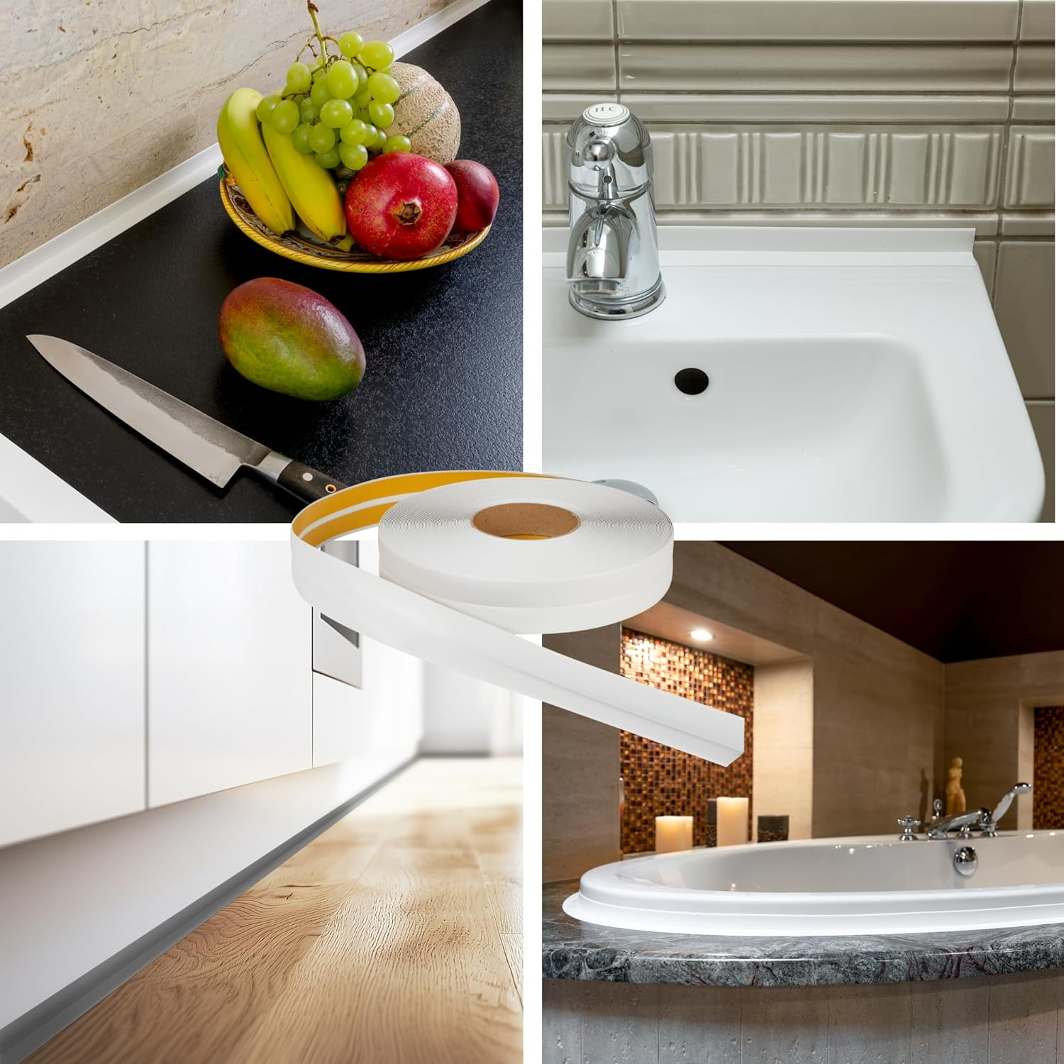 Profipvc Soft Skirting Board, 30 X 30 Mm, 10 M, for Kitchen and Bathroom, Self-Adhesive PVC End Strip, Flexible Kink Strip, Joint Sealing Tape, Light Grey