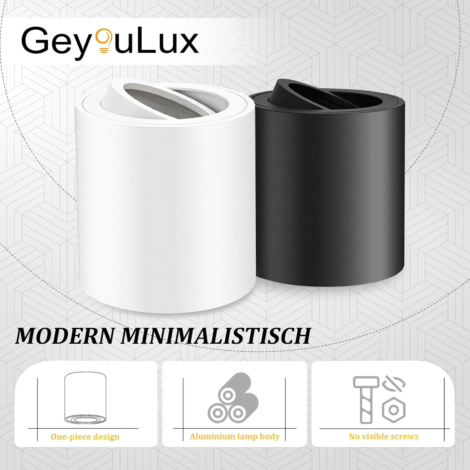 Geyoulux 4 X Adjustable Surface Mounted Spotlight, GU10 230V Ceiling Spotlights &Oslash;80 X 84 Mm, Ceiling Light LED GU10 Socket, Downlight Lamp Lighting for GU10 and LED Modules, White Round image number 2