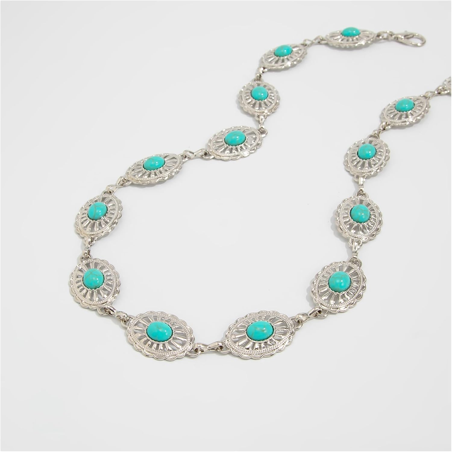 Vintage Ocean Waist Chain Belt for Women Summer Beach Blue Bead Waist Chain Jewelry Adjustable Metal Belly Belt for Dress image number 2