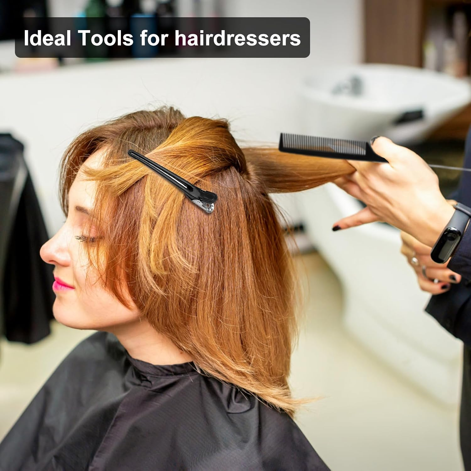 UOCAI Pack of 12 Hairdressing Hair Clips, Hair Clips for Styling and Cutting, No Trace Hair Clips, Non-Slip Hair Clips with Tail Comb, Section Clips, Hairdressing Hair Clips, Women'S Hair Clips, image number 4