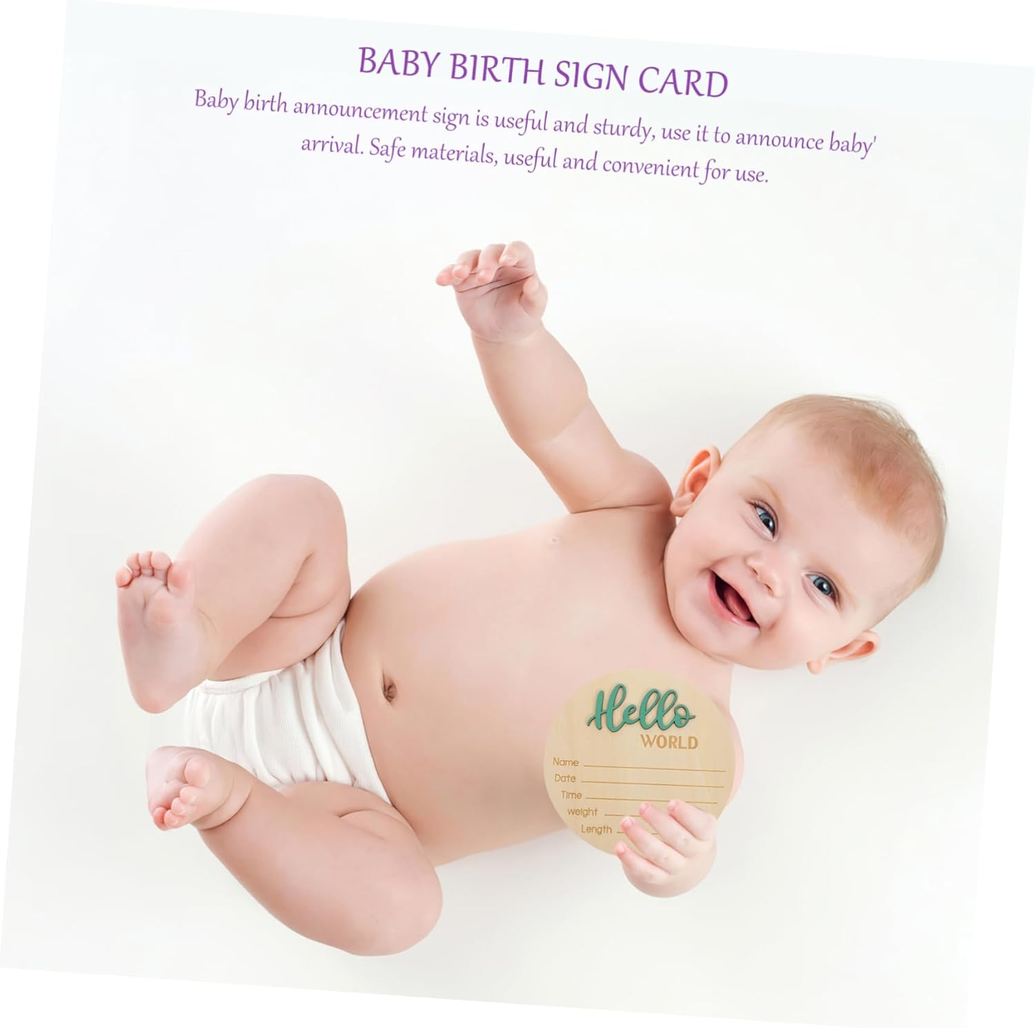 Wooden Birth Announcement Sign round Baby Birth Announcement Sign for Newborn Hospital Photography Prop Welcome image number 5