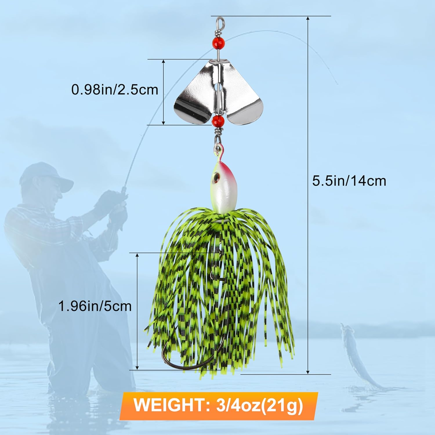 Spinnerbait Fishing Lures Kit Set, 6Pcs Bass Fishing Buzzbait Multicolor Bass Trout Salmon Metal Spinner Baits Swim Jigs Freshwater Saltwater Fishing - Style A-6Pcs image number 3