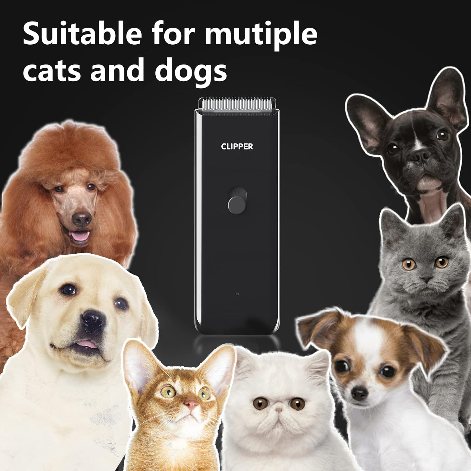 Founouly Professional Household Waterproof Low Noise Pet Hair Clippers Electric USB Rechargeable Painless Grooming Tools Hair Grooming Trimmer for Small Medium Dog Cat AP005 Black image number 4