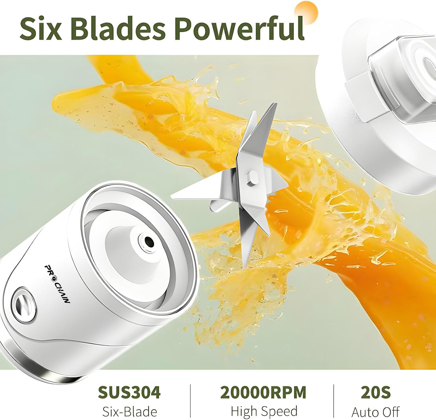 PROCHAIN Portable Blender, 22Oz Cordless Personal Blenders, Electric USB Rechargeable Juicer for Smoothies, Ice Crush, Travel, Protein Shakes Cup, Bpa-Free, Dishwasher Safe image number 2