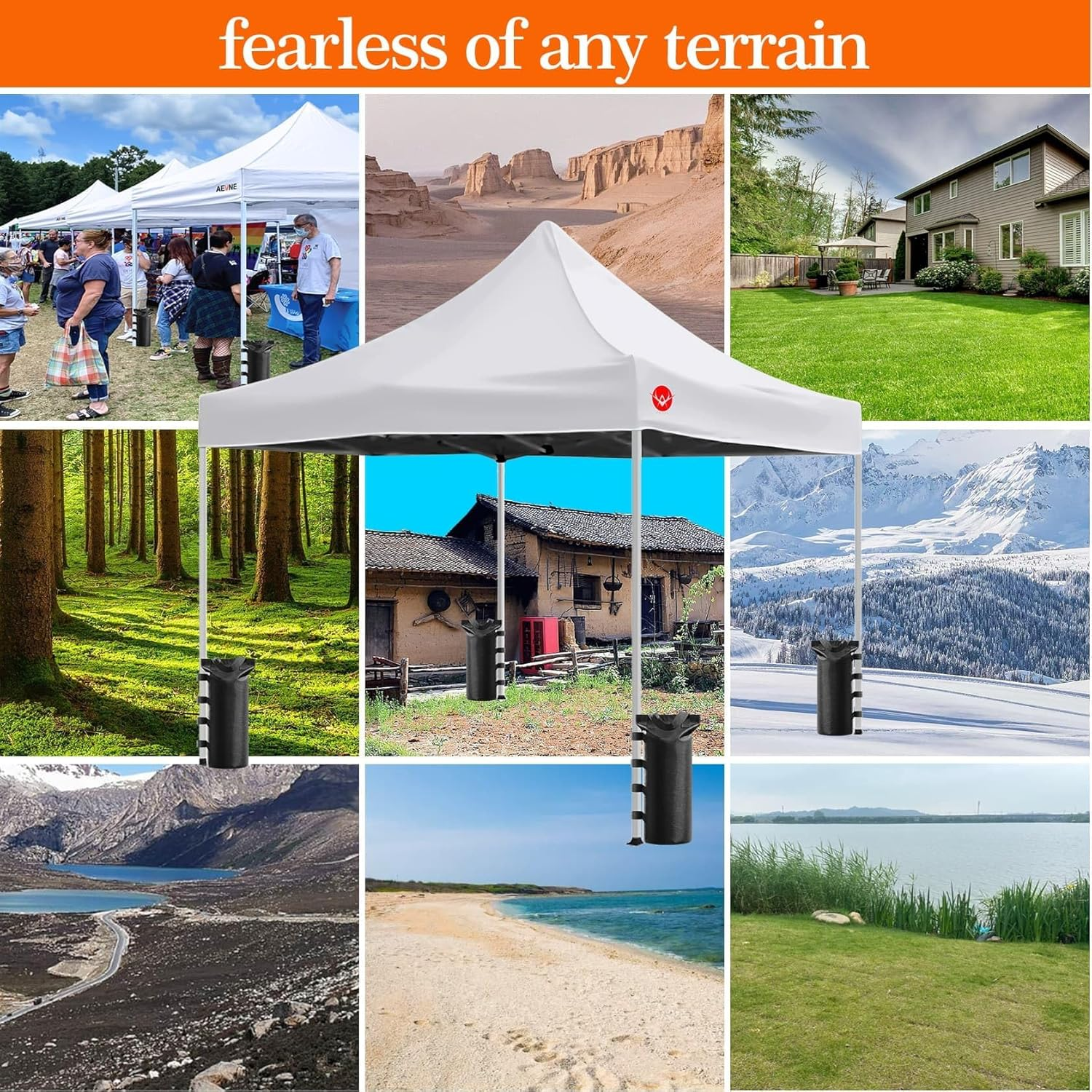 Canopy Weights (130 LBS) Set of 4, Tent Weights Sand Bags for Canopy Legs,Heavy Duty Bags for Outdoor Advertising Tent Shade Fixed Windproof Sandbags(Without Sand,Black) image number 3