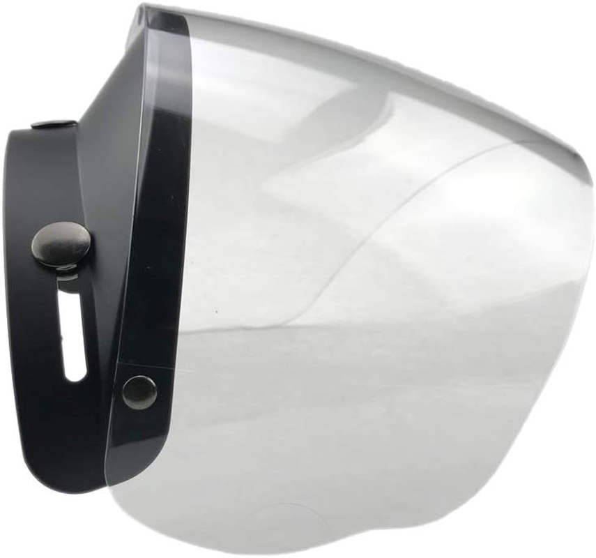 WANCAR Standard 3-Snap Button Universal Visor for Open Face Motorcycle Helmet Wind Shield Flip up Down(Clear)