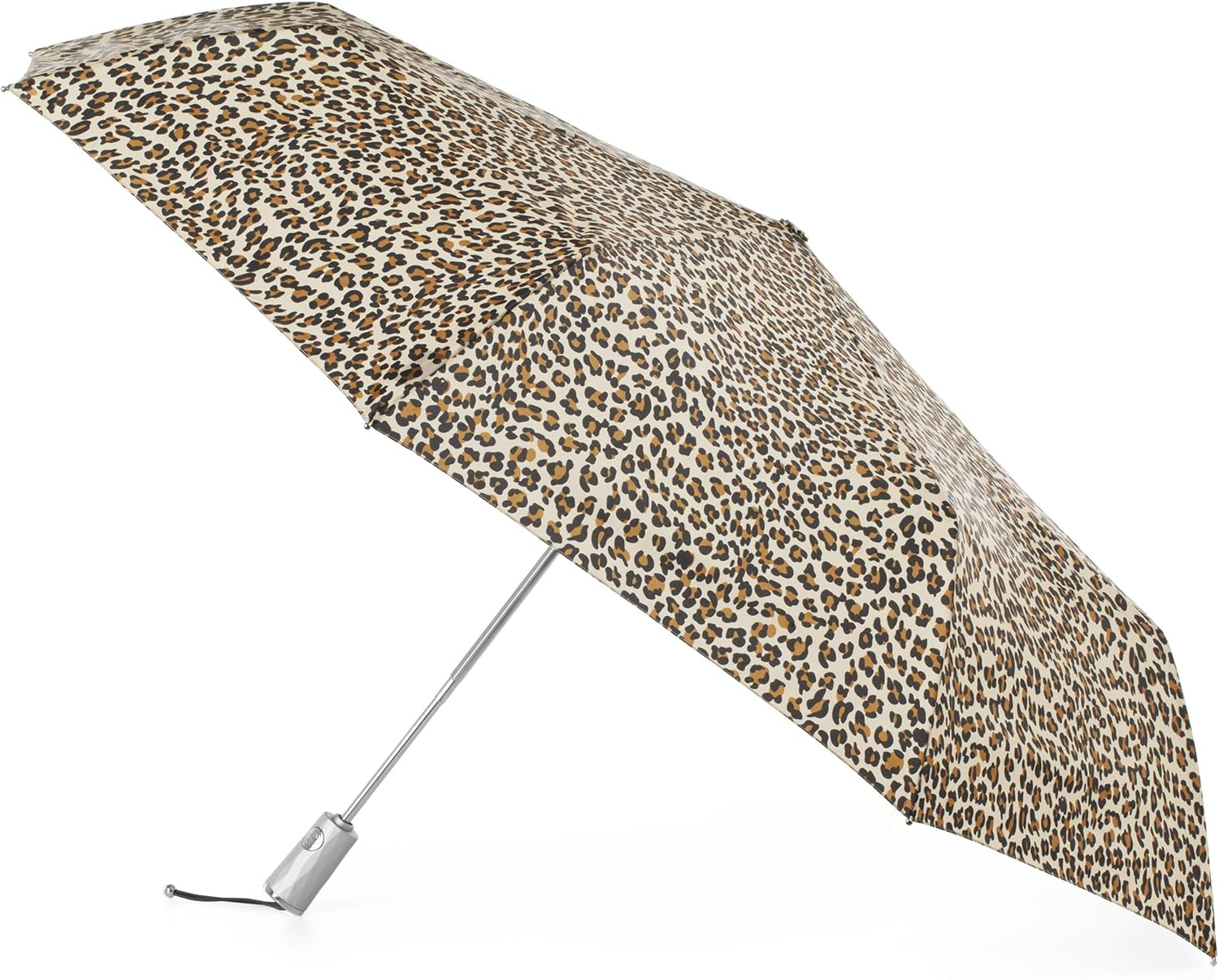 Totes Automatic Open Close Water-Resistant Foldable Golf Umbrella with Sun Protection, Leopard Spot, One Size, Totes Extra Large Auto Open Close Umbrella