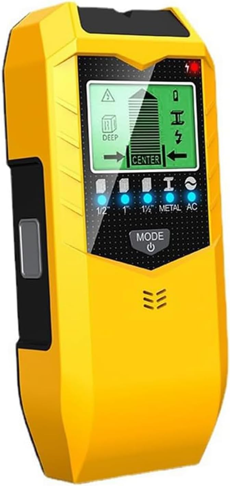 Stud Finder Wall Scanner,5 in 1 Multifunction Stud Detector Electronic Detector with Audio Alarm and LCD Display for the Center and Edge of Wood, AC Wire, Metal and Studs Detection (Yellow)