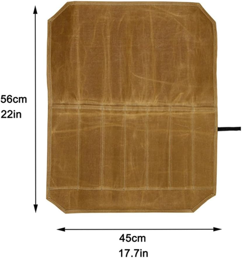 Chefs Knife Roll Bag, Portable Chef Knife Bag with 7 Slots Canvas Knives Pouch, Home Kitchen Outdoor Camping Tools (Brown) image number 6