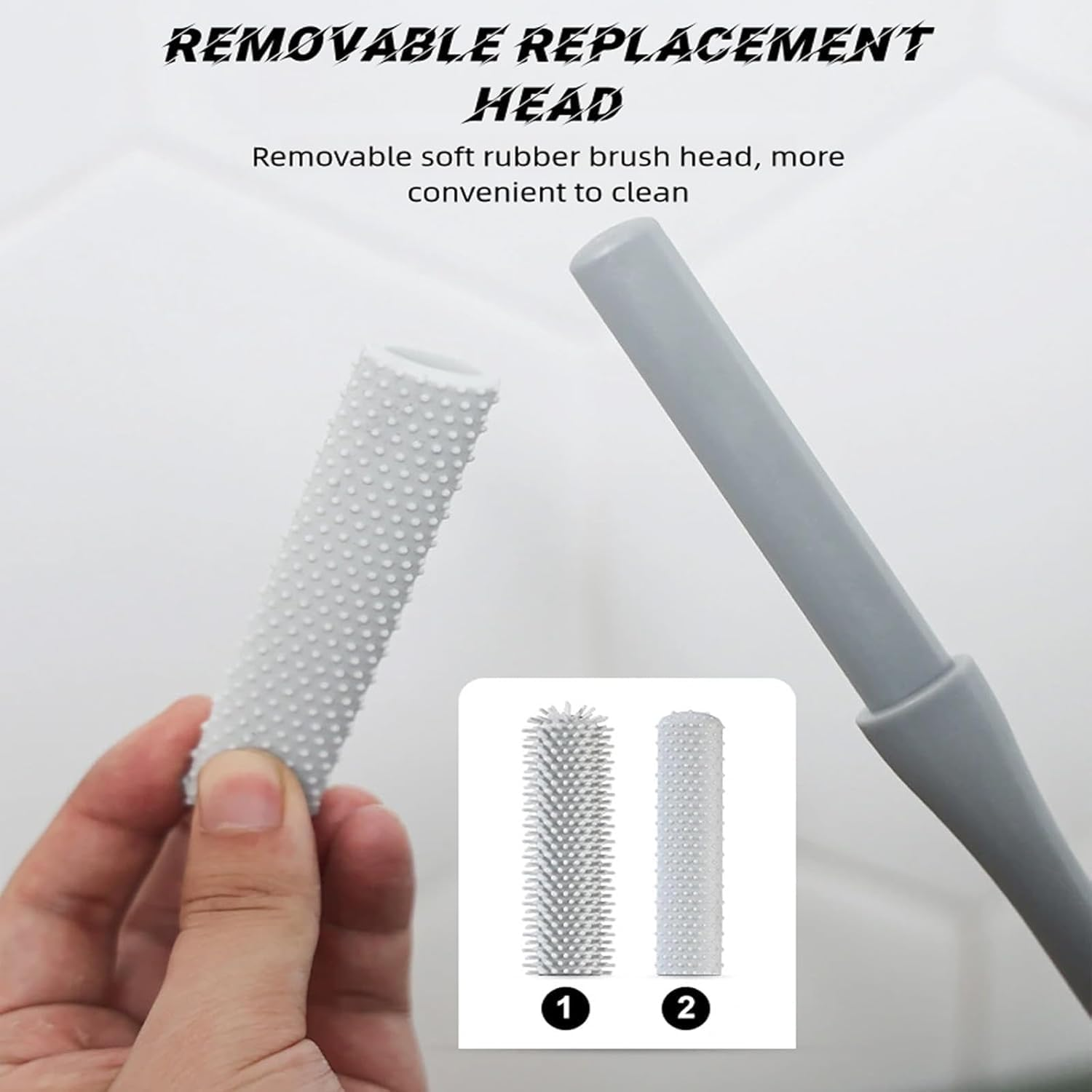 2 Pack Toe Cleaning Brush,Silicone Foot Scrubber for Shower with Long Handle Soft Cleaning Bath Brush Feet Cleaner Scrub Foot Care for Seniors,Elderly, Men and Women (Grey, One Size) image number 5