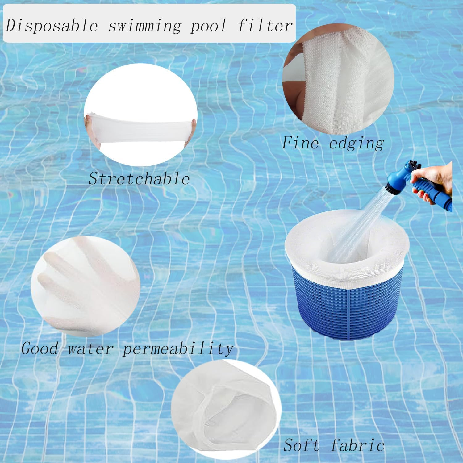 30Pcs Pool Skimmer Filter Socks, Reusable Pool Skimmer Socks, Ultra Fine Mesh Filter Sock, Pool Skimmer Basket Catcher Net for Cleaning Inground or above Ground Pool Debris, Hair and Leaves image number 6