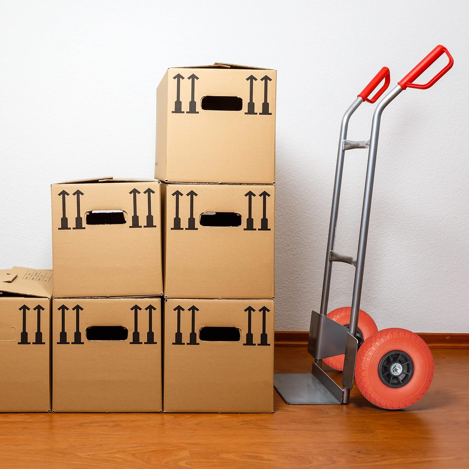 Relaxdays 2 X Sack Truck Wheels, 3.00-4 Inches, 260 X 85 Mm, Puncture-Proof Solid Rubber Tyres, 20 Mm Axle, up to 80 Kg, Red/Black - Red image number 5